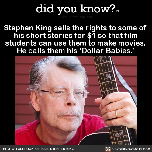 edbreakdotcom's tweet photo. Stephen King sells the rights to some of his short stories for... #education #giveaway #quote #LifeChangingTipsForStudents #inspiration #life #metoo #facts #newprofilepic #ff #follow #photography #nature https://t.co/5VtVSnqbIw