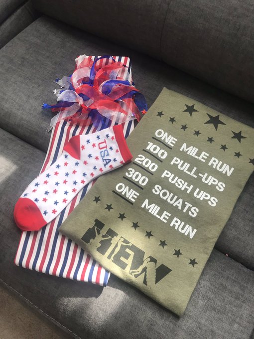 Tomorrow&rsquo;s workout and special outfit. Who else is doing &ldquo;Murph&rdquo; tomorrow? https://t.co/3CK2l3DX4i<a href="/tag/throwbackthursday"class="tags"><span>#throwbackthursday</span></a>