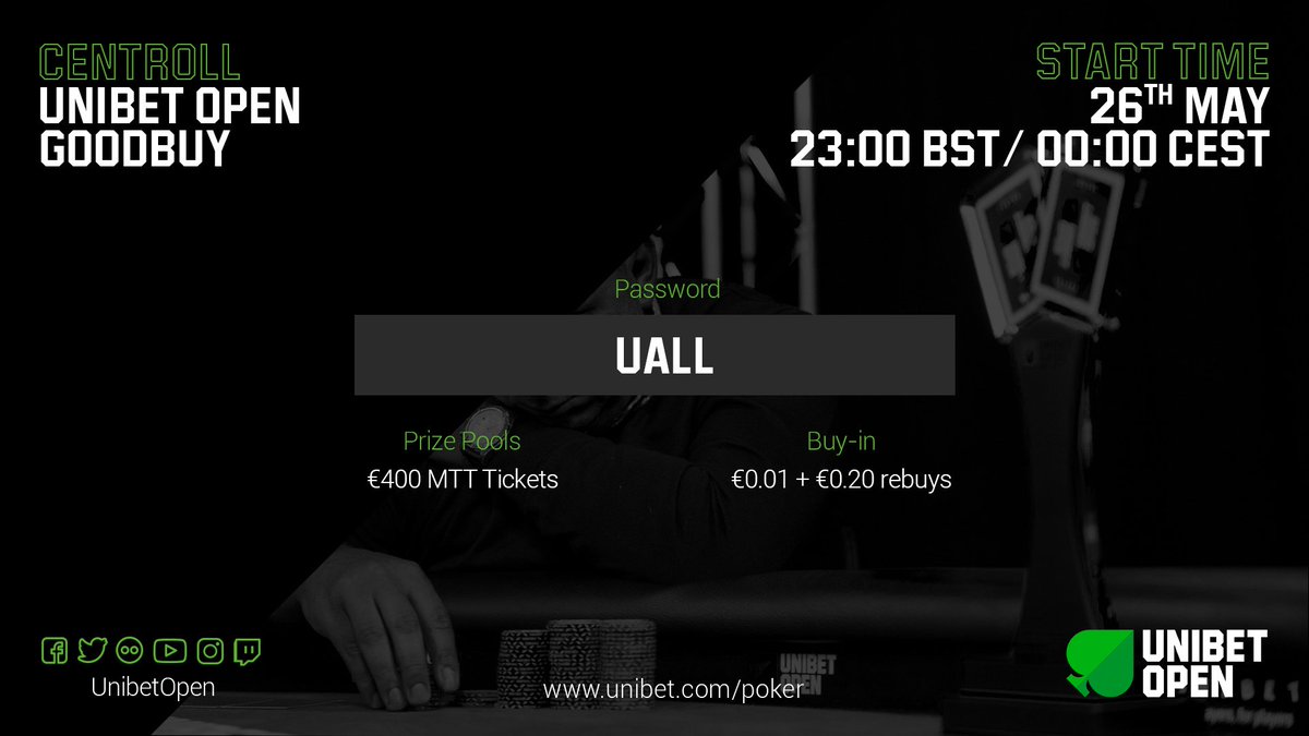 unibetopen's tweet image. CENTROLL PASSWORD! Get involved with our final day stream and play in all the centrolls and freerolls on Unibet Poker! #UOLondon #UnibetOpenLondon #ShuffleUpAndTea