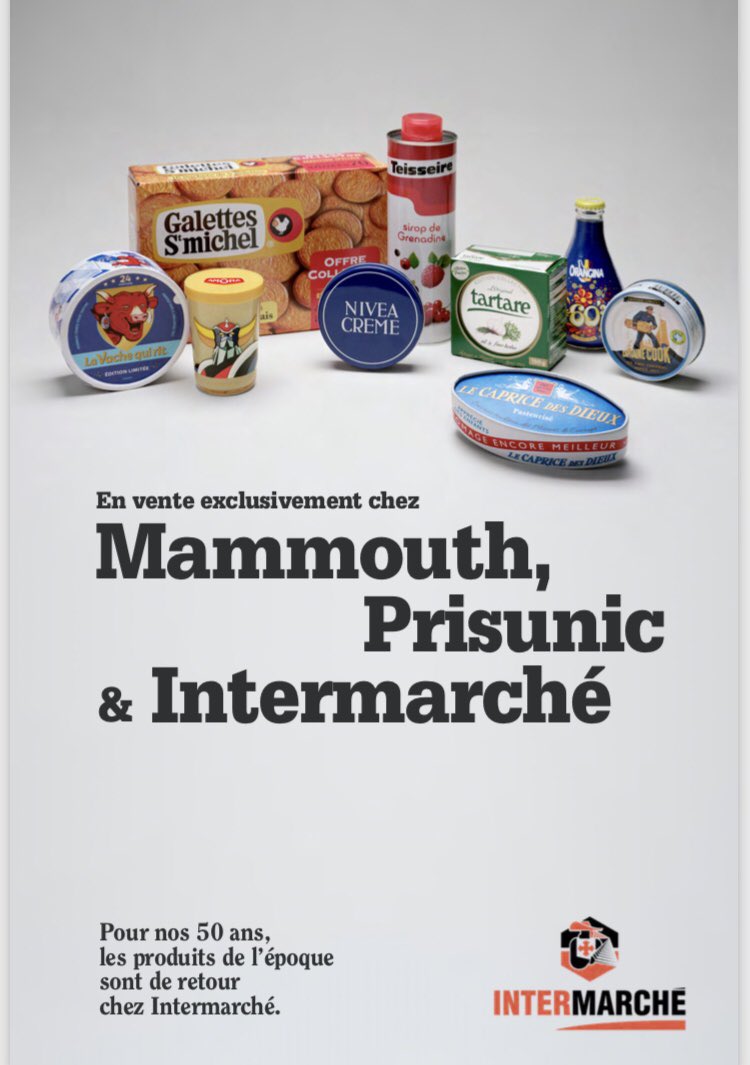 ValentinHochet's tweet photo. #PUB : @intermarche fête ses 50 ans avec @Romance_Agency en rééditant des packagings mythiques ainsi qu’un spot TV vintage. https://t.co/3R3b0J6dq5