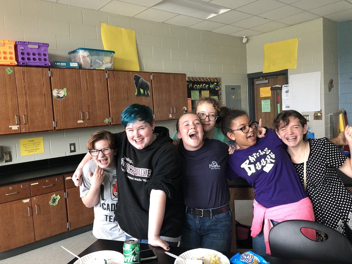 mrsboggess's tweet photo. After the season ends, Academic Team practice becomes a weekly hangout. It’s hard to tell who likes it more, me or them. #WhyITeachLMMS #HamiltonEveryWeek #AffectTheCulture @LMMSRocks @affectheculture @AikenPublicSch https://t.co/ywziU0CnU4