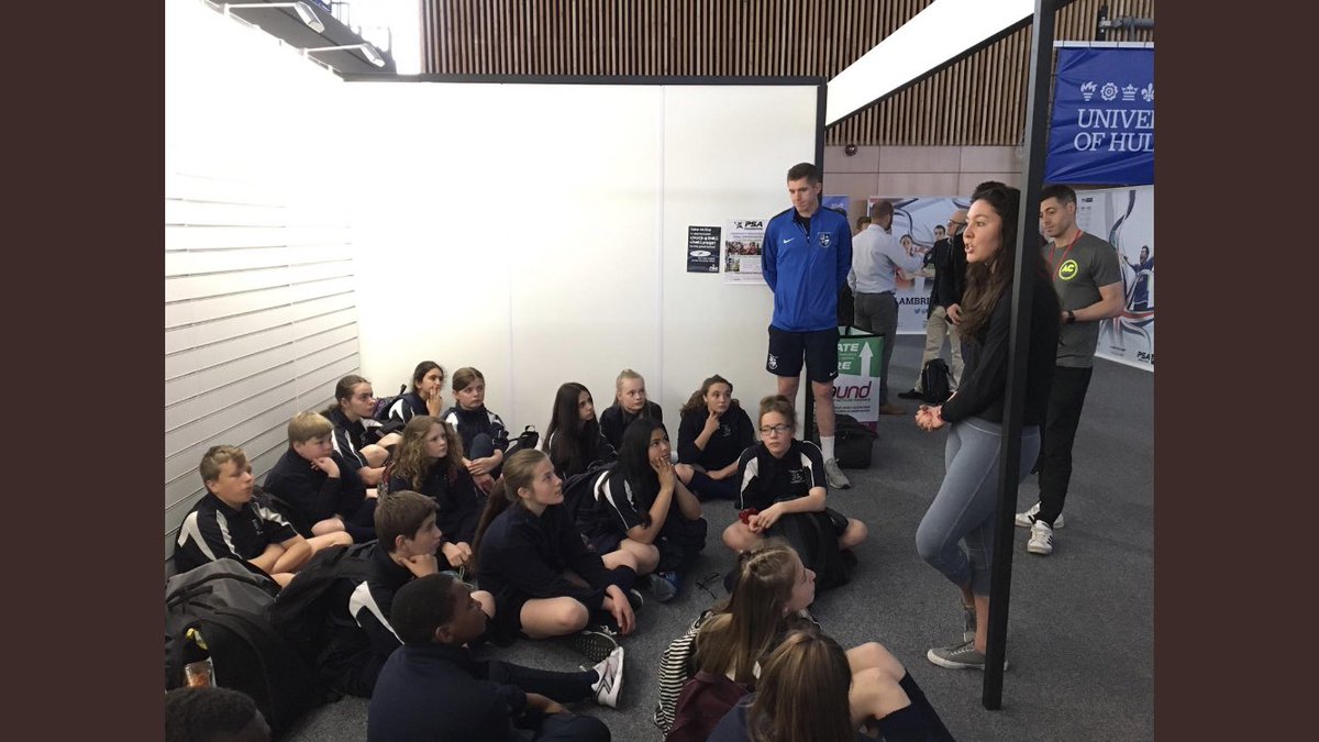 HJSA_Hull's tweet photo. Inspirational! What a week for our juniors and schools! Thank you for your time and words of wisdom! @NourElTayeb @NouranGohar @AliFarag @itssobhytime @james_willstrop @ZahedSheren @PSAWorldTour @BritOpenSquash https://t.co/RCOJr0l2Ke
