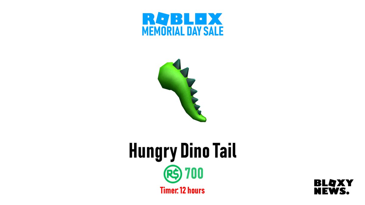 Bloxy News On Twitter Gwar Roblox Memorialdaysale Hungry Dino Tail Https T Co U7ilkeoiii Timer 12 Hours - timer roblox id