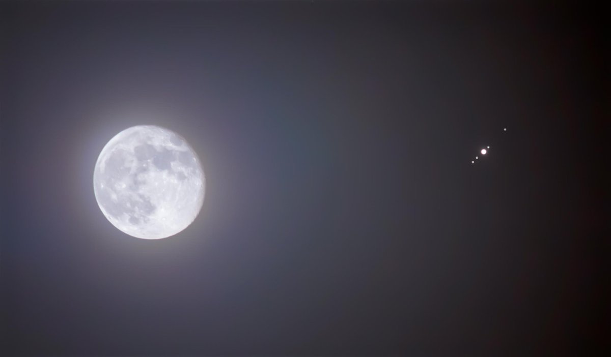 Our Moon, Jupiter and 4 of its moons! 