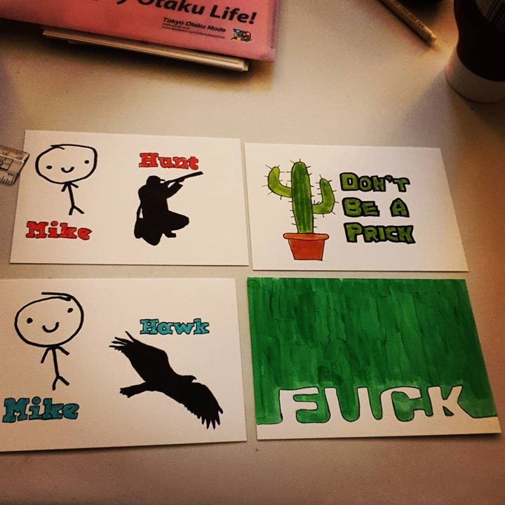 1spicyboii's tweet image. Some more postcards I made :) #raoc #postcardart #puns