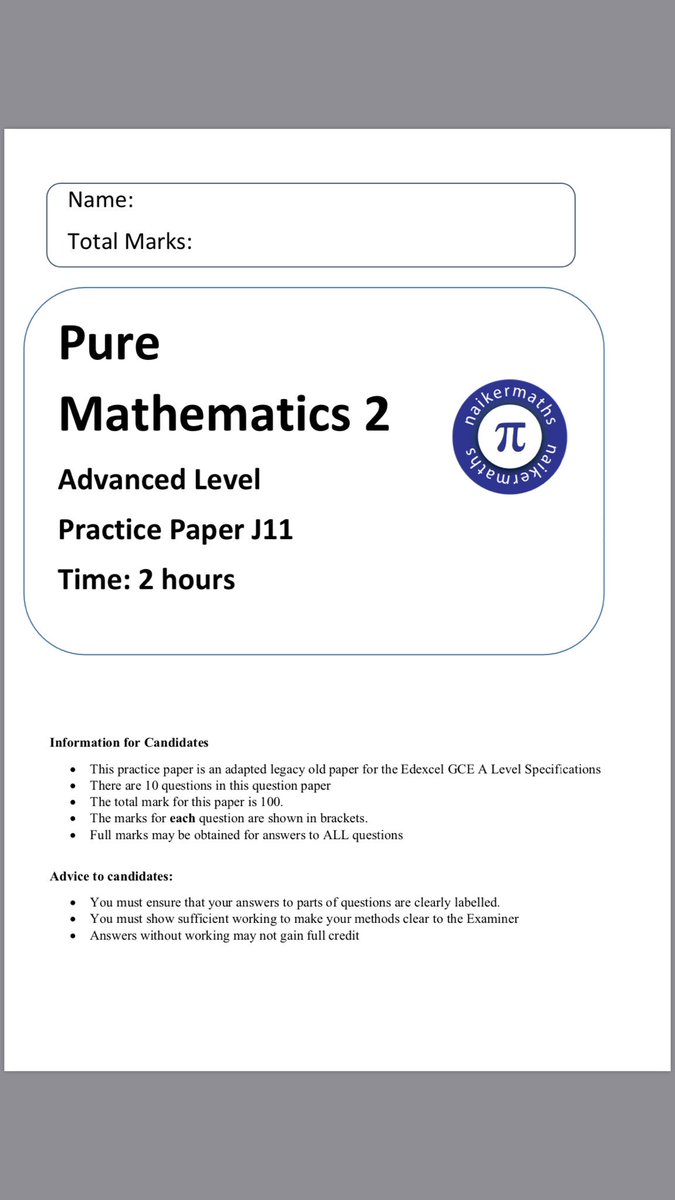 naikermaths's tweet photo. 3 more A level Practice Paper 2 have been added https://t.co/u0YvvE3R80 There are a total of 9 Practice Paper 2 so far. I’ll be adding more in the run up to the A level exams https://t.co/BdHkSkh4Ii