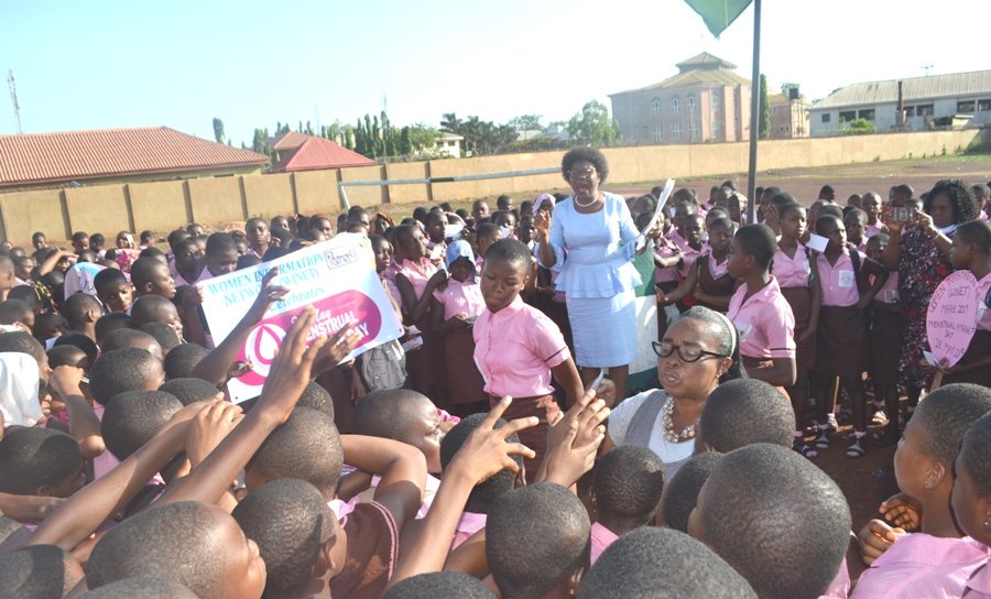 #itsTimeForAction@ED WINET giving a talk on Menstrual Hygiene Management to students of Girls High school Uwani Enugu, Enugu State, Nigeria
