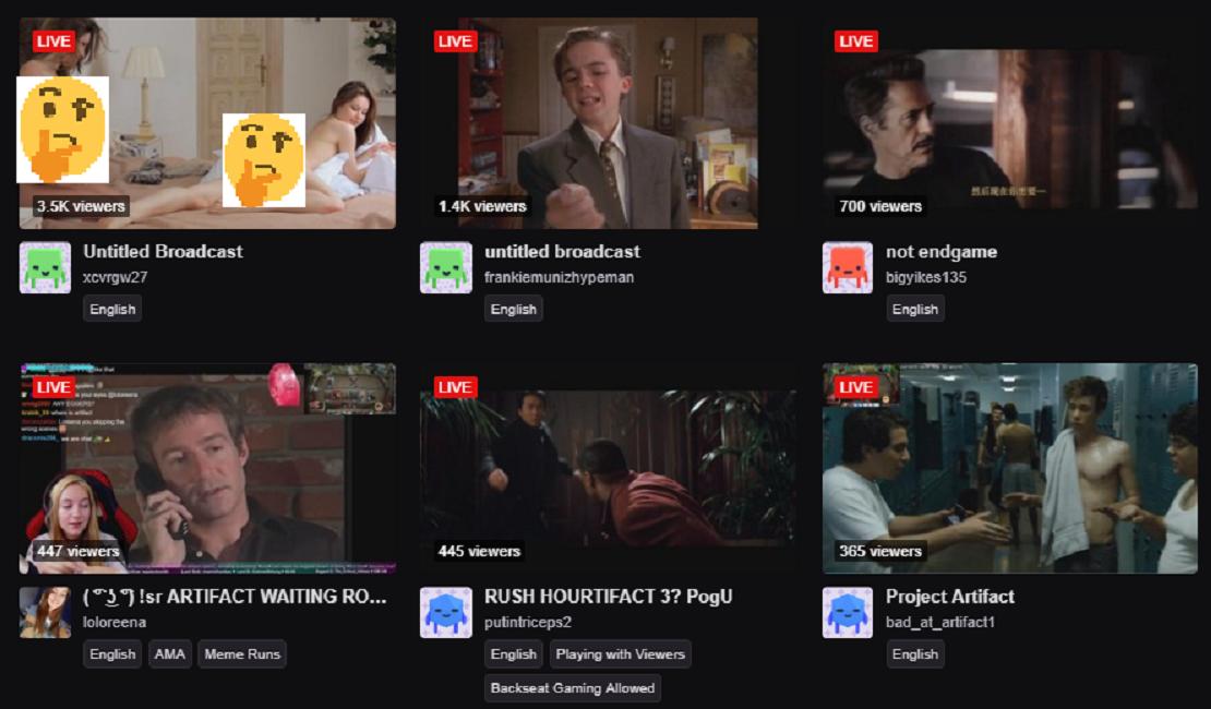 Artifact выбилась в топ Twitch за счёт трансляций порно, фильмов и аниме