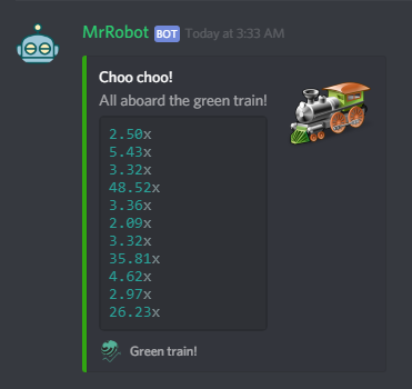 CrashdiceC's tweet photo. Another green train! Join the fun @ https://t.co/pXyIpxFuW3  

- 0.5 % House edge 
- No 0x
- Faster games 
- Weekly Challenge feature

#CryptoGaming #onlinecasino #gambling #CryptoNews  #ETHEREUM #ETH #BTC #CryptoGaming https://t.co/p27qJkU609