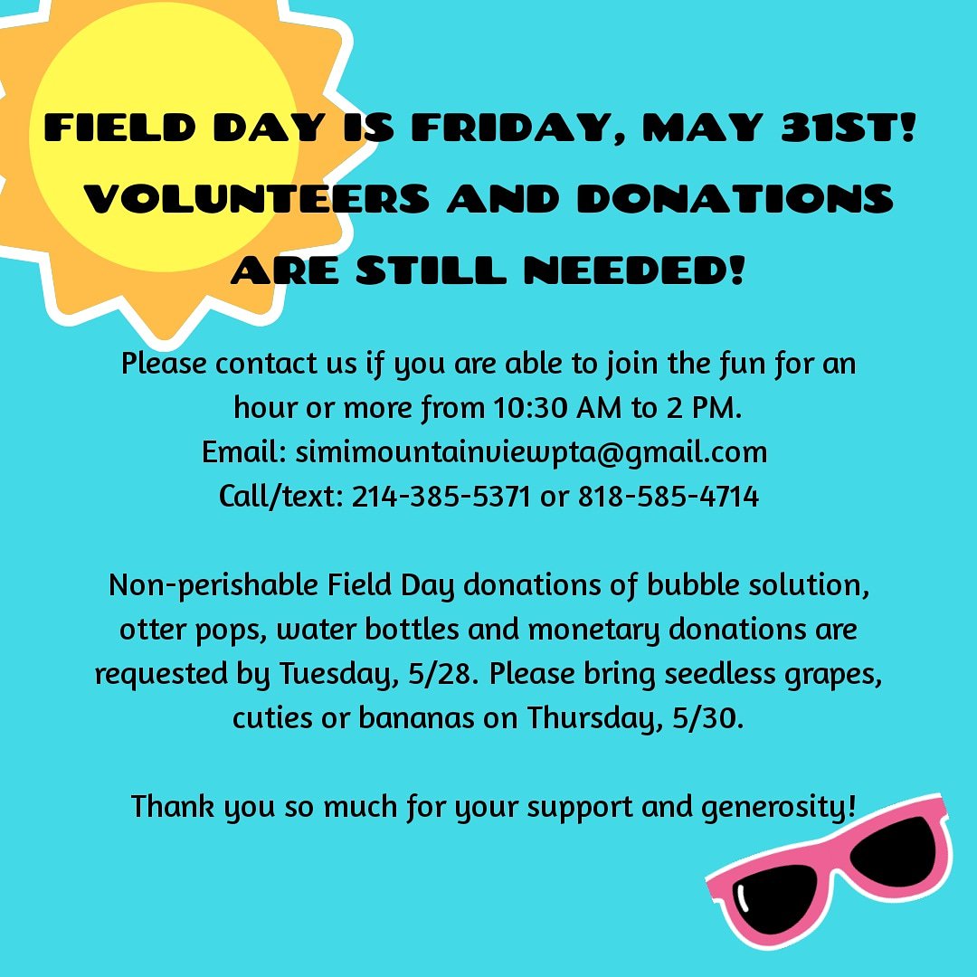 MountainViewPTA's tweet photo. Field Day is Friday @MViTElementary ! https://t.co/ufo6YBXXde