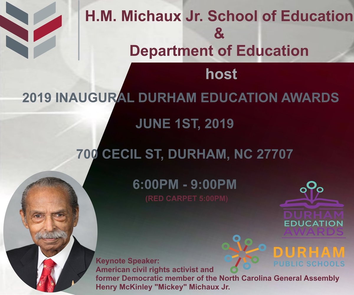 Looking forward to this years keynote speaker: Mickey Michaux Jr.

Get your tickets now...

FREE General Admission:
eventbrite.com/e/2019-durham-… 

Nominee Tickets:
eventbrite.com/e/2019-durham-…