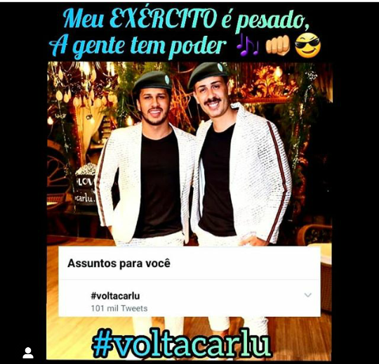 IsaR01250063's tweet photo. Esse exercito de amor é foda e defenderemos nossos meninos sempre #voltacarlu https://t.co/EiRLSYgI6a