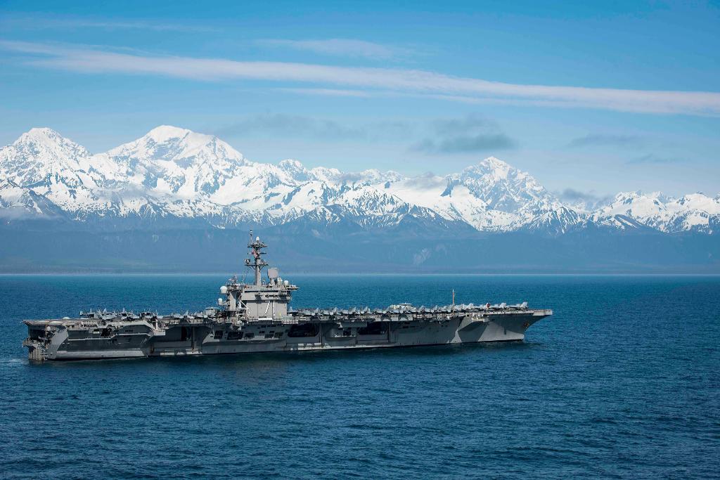 #TheodoreRoosevelt transits the Gulf of Alaska, May 25th, after participating in Exercise Northern Edge 2019, one of a series of U.S. Indo-Pacific Command exercises in 2019 that prepares joint forces to respond to crisis in the Indo-Pacific region. #NavyReadiness #NavyLethality