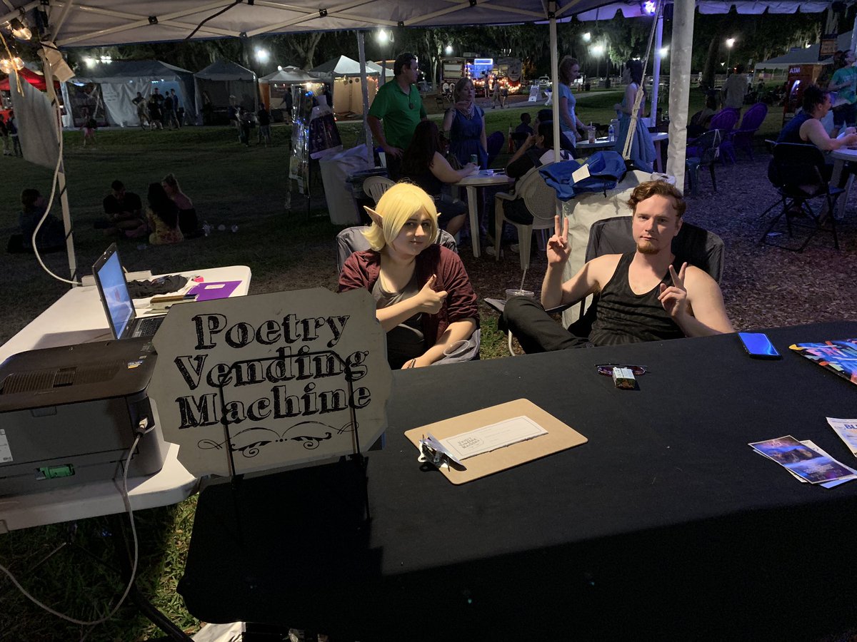 OrlandoFringe's tweet photo. Having some poetic #FringeFeels? The folks at Poerty Vending Machine can help you out! Be sure to stop by! Theyโre open until 11pm. #OFringe28 https://t.co/TN8bjIqoNs