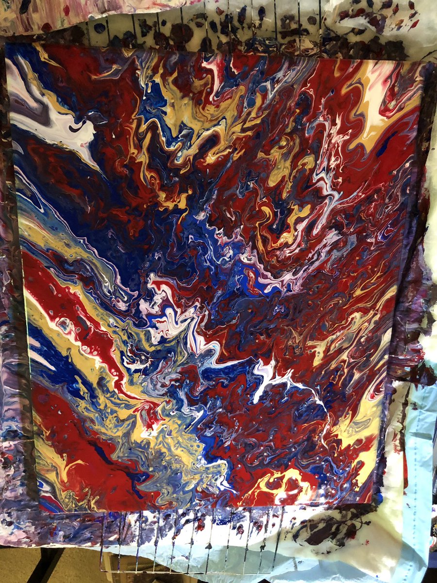 Jmschickel42's tweet photo. Made a few artworks today...exploring acrylic paint pouring techniques. Creating non-representational art is challenging! #artteacherasartist #lifelonglearner #developskill #stretchandexplore https://t.co/h8ZXyjZhnV