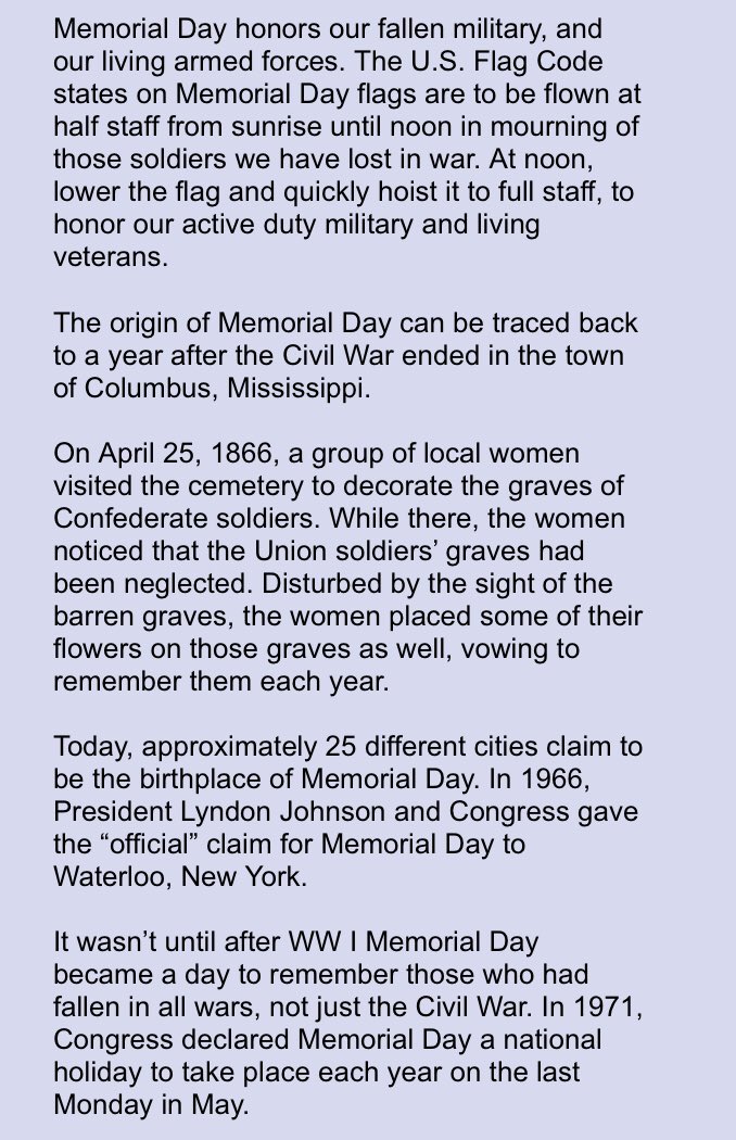 Interesting Facts About Memorial Day!!Anon notable!! @realDonaldTrump