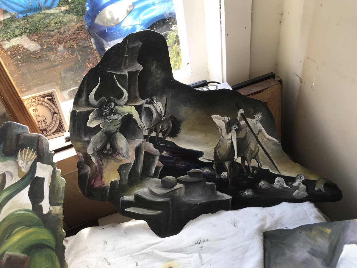 Jupigio_artwork's tweet photo. Third undercoat underway. This is where the detail will start to take shape. It’s good to be back in #Hell #JuliaOSullivan #JulesRees #Jupigio https://t.co/FpzxVFQJ2l