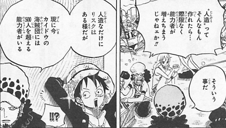 Uzivatel Log ワンピース考察 Na Twitteru カイドウ率いる百獣海賊団にはsmileによって500人もの能力者軍団がいる その背景には4500人以上の犠牲があって 更に労働力って意味ではもっともっと多くの犠牲があった事を意味しているのよね 大罪やで T Co