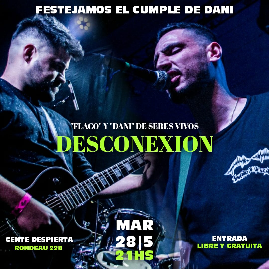 Flaco y Dani en formato acústico en Gente Despierta Bar.
Clásicos del rock y canciones de Seres Vivos.

Festejamos el cumpleañito de una hermosura de persona, venite pa!