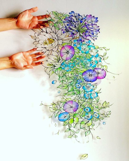 一切り一切り想いが刻まれた 切り絵の花 にうっとり おたくま経済新聞