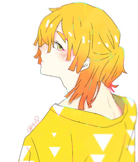 408さんがTwitterに投稿した我妻善逸(鬼滅の刃)のイラスト。