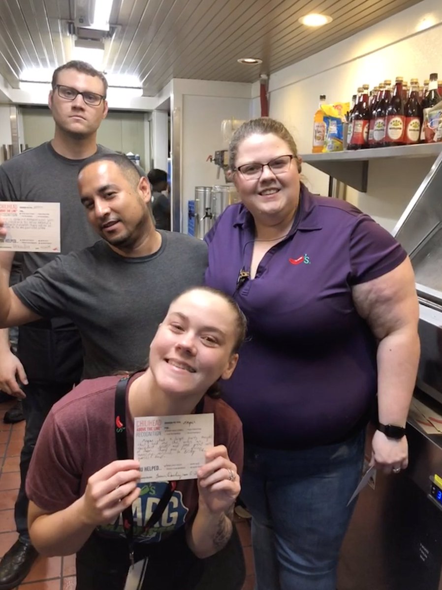 markschelsea3's tweet photo. It was a night of recognitions tonight. Justin got one for having a 75% server attentive and a 1% GWAP. Megan for a wonderful guest compliment. Way to go team. #chilislove #teamirving https://t.co/uLVJ5XXr06