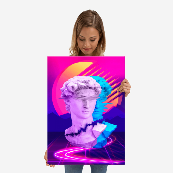 Bolster_Design's tweet photo. Recently Found: 80s Head vaporwave poster design. The colours are vibrant and fantastic in this one! 

Full piece: https://t.co/FCBY2QeBZd

#vaporwave #retro #vintage #posterdesign #cyberpunk https://t.co/Kw4ztgiORn
