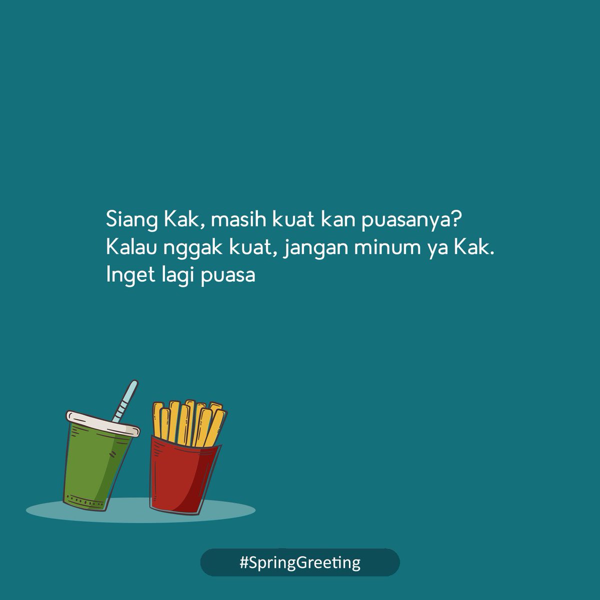 penerbitspring's tweet image. Selamat siang kak, 

Bagaimana puasanya, masih kuat kan!😊😍

#penerbitSpring 
#SpringGreeting 
#MySpringStory 
#NovelTrejemahan 
#RamadhanKareem 
#Ramadan2019 
#RamadanMubarak