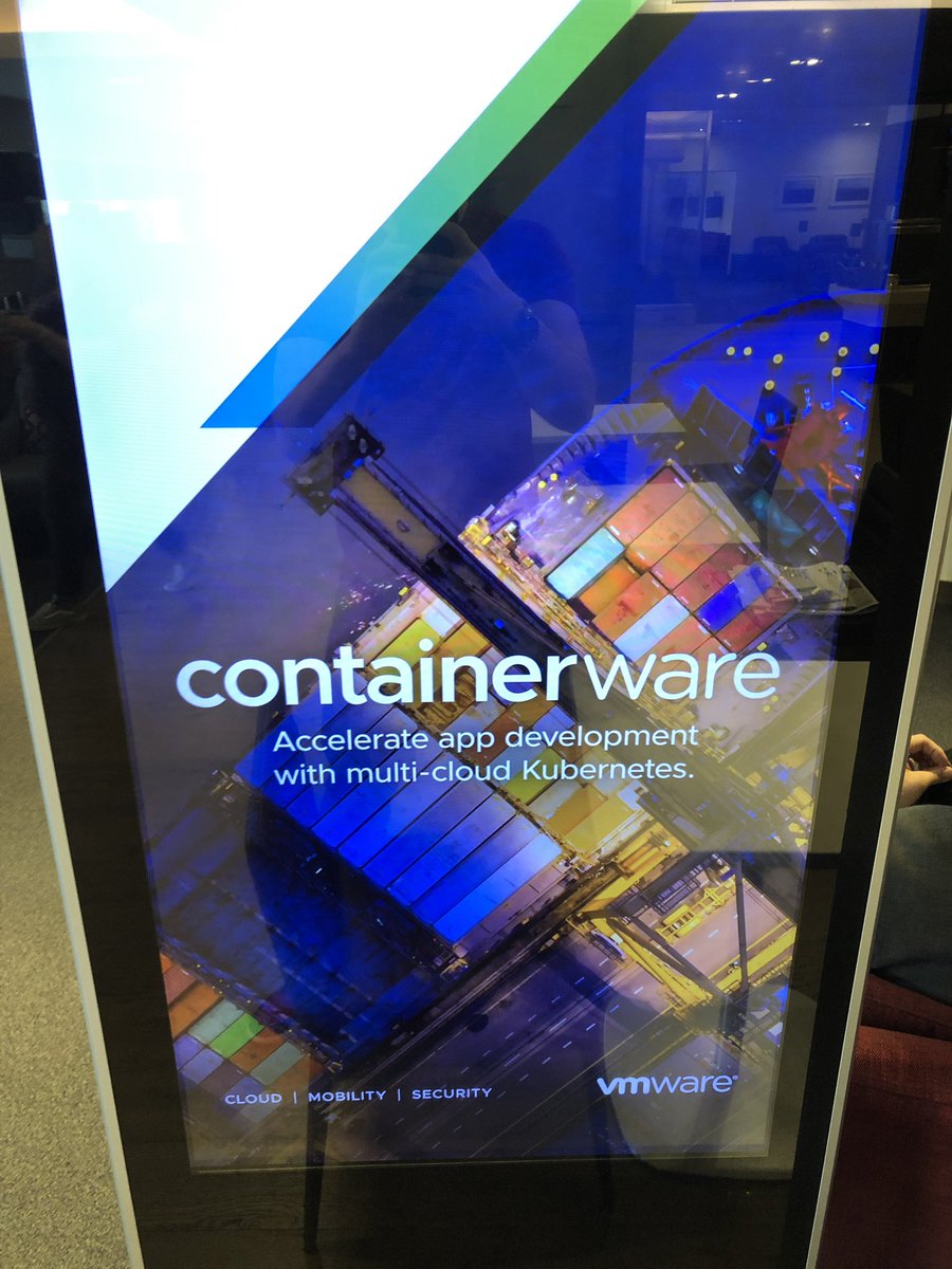 chrisstorrie's tweet photo. On my way to Staines for a few days at the Cloud Native off-site, seems an appropriate send off at the airport #ContainerWare #VMware https://t.co/xluSBQXwL3