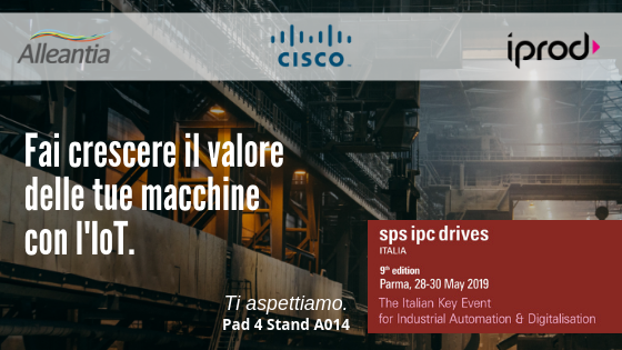 Alleantiasrl's tweet photo. Sei un costruttore di macchine utensili e linee di produzione? Fai crescere il tuo business e trasforma le tue macchine con l’IoT. Ti aspettiamo a @spsitalia per mostrarti come può essere facile con @Alleantiasrl, @CiscoItalia e #Iprod. Entra subito nel mondo Industry 4.0. https://t.co/UHnTdpg7a5