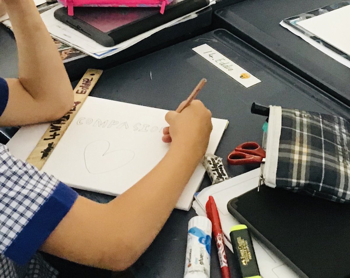 StThom_CampHill's tweet photo. Compassion Cloak Tour - Year 4 White - Today, the compassion cloak spent some time in our class. During meditation, we listened to a poem about compassion...and after some reflective time...we created symbols sharing our own interpretations #MakingConnections #WearCompassion https://t.co/eeN7ng2Gst