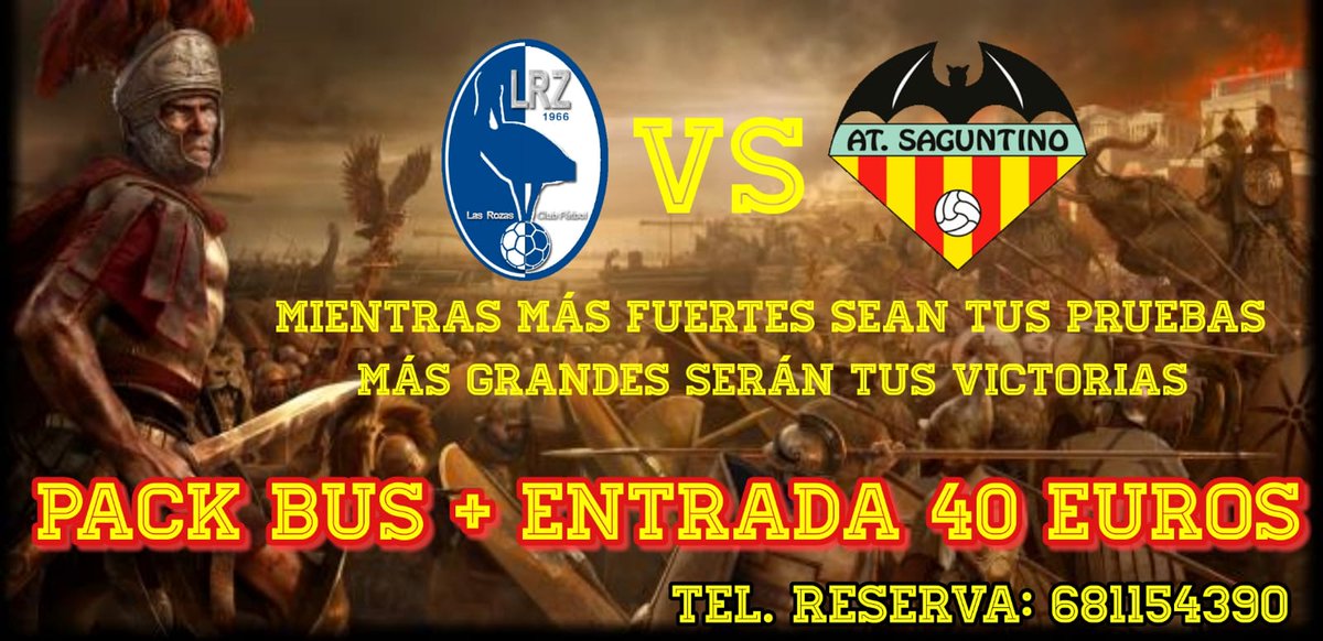 AtcoSaguntino's tweet image. AFICIÓN, ¿qué os parece si llenamos la Dehesa de Navalcarbón🤪?

BUS + ENTRADA: 4️⃣0️⃣€

Reserva en el Nou Camp de Morvedre de Lunes a Jueves de 18:00h-20:00h⏰.

También poniéndose en contacto con el número de teléfono📱 de la imágen⬇️.

#SomosRomanos #RepitamosLaHistoria