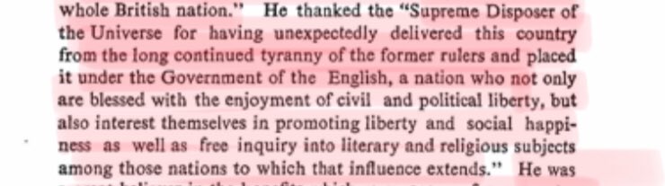 4/n Raja Ram Mohan Roy goes on to thank god for putting India under the government of the English. (Read Snippet)Ref: Leaders of National Movement by Vidya Dhar Mahajan, pg 4 http://ignca.gov.in/Asi_data/58820.pdf