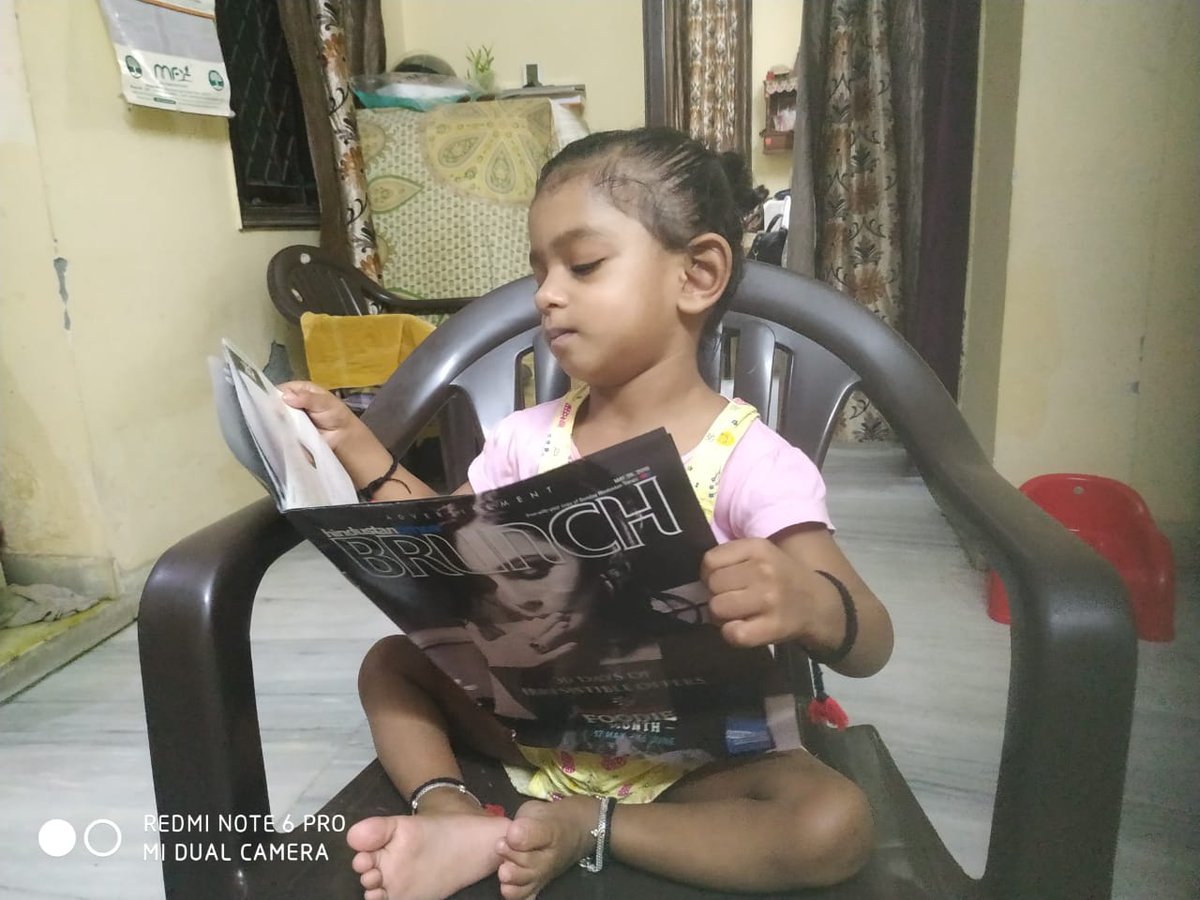Dfreebirdpriti's tweet photo. @writesmudita @HTBrunch @sonalkalra young brunch fan, she took it from my hand and began reading. She called brunch -buch but she turned page till end. https://t.co/bIBefr6I9f
