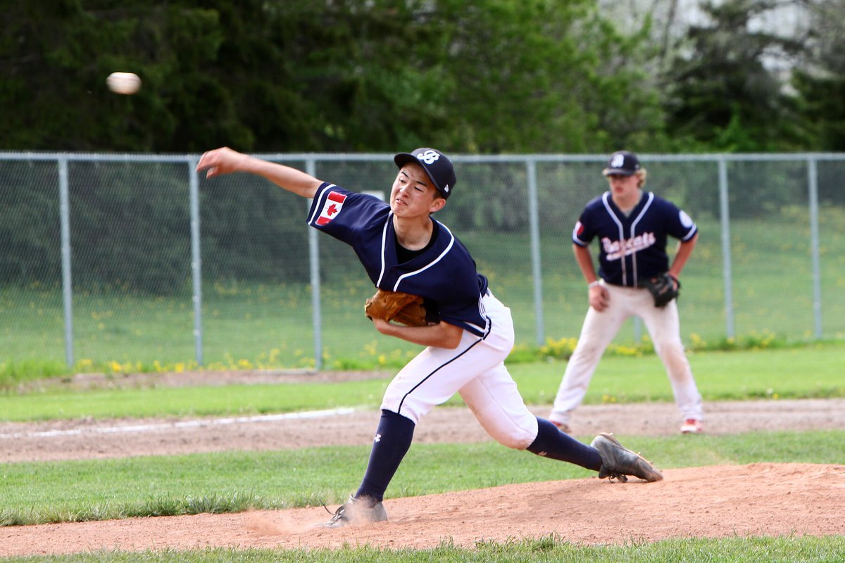 baycatsU18A's tweet photo. Koshiro M of the Barrie major midget AA Baycats throws a no-no in the 18u Mississauga tourney this weekend. #baycats #barrie #barriebaseball #majormidget #Mississaugatournament #nohitter https://t.co/WA2b7nRHcI