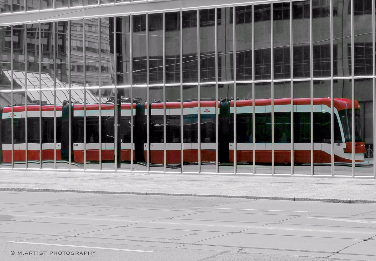 Red Rocket #ttc #redrocket #reflection #streetcar #bnwsplash #toronto