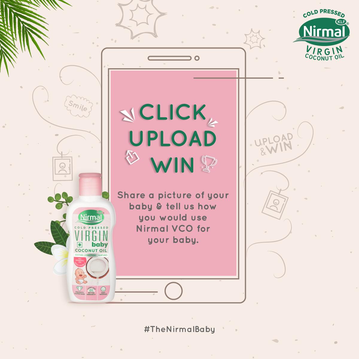 NirmalVCO's tweet photo. Upload a picture of your baby &amp; write to us in the comments on how you would use Nirmal VCO for babies. The top 10 replies will win a surprise from us! Tag 2 friends &amp; follow us on Facebook, Twitter &amp; Instagram (nirmal_vco)
Read T&amp;C here: https://t.co/wwxGmhToU4
#TheNirmalBaby https://t.co/oqxpOYgkEy