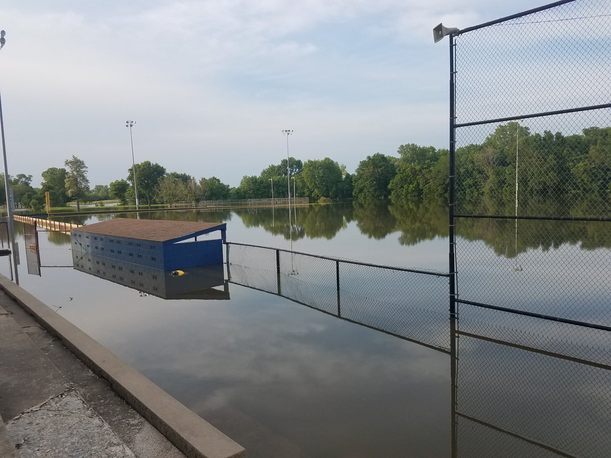 shawn_clounch's tweet photo. Paul Lindblad stadium in #chanuteks  has flooded again @BaseballBros @BaseballAmerica @BaseballQuotes1 @OTBaseballPhoto @MLB https://t.co/vvzfHC1ODh