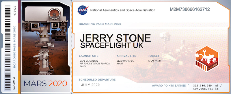 SpaceflightUK's tweet photo. I'm off to Mars - again!
NASA's Mars 2020 rover will have my name on it, along with that of my pal, Roger Houston 😀🚀 https://t.co/KB7ELFDuqc