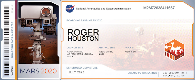 SpaceflightUK's tweet photo. I'm off to Mars - again!
NASA's Mars 2020 rover will have my name on it, along with that of my pal, Roger Houston 😀🚀 https://t.co/KB7ELFDuqc