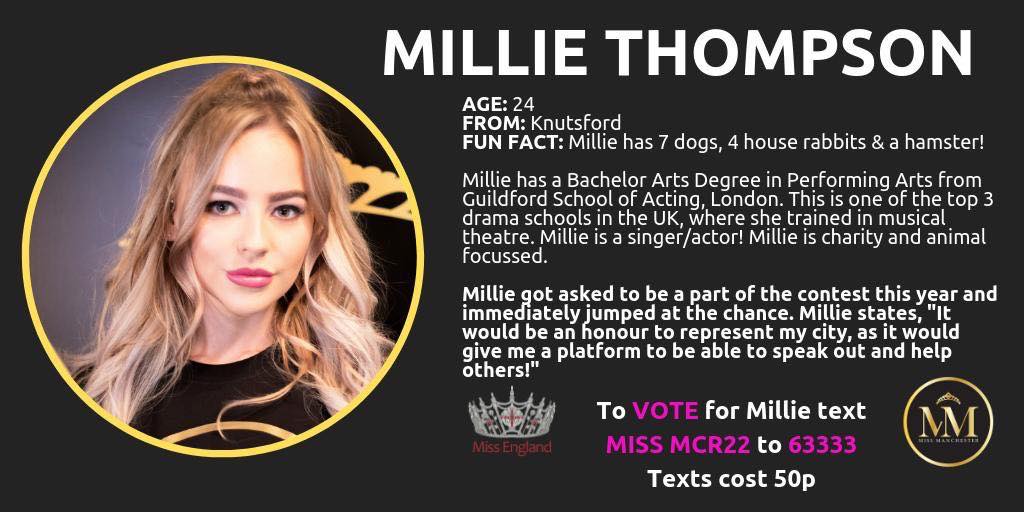 We would like to congratulate Millie Thompson on making the final of the <a href="/MissMCRContest/">Miss Manchester Official</a>! 🎉

#MissManchesterContest #Finalist