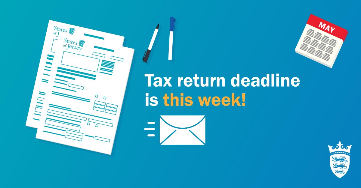 GovJersey's tweet photo. Still need to fill in your tax return? You’ll find all the help you need to complete it at https://t.co/ObfqtvkDxE . Don’t forget, the deadline is 6pm this Friday, 31 May. https://t.co/AFULDIbZy9