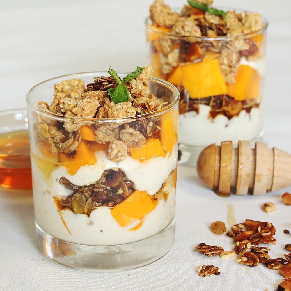 nutcrackercafe's tweet photo. Our Mango Parfait with home made granola loaded with seeds and nuts is a great energy booster just about anytime in the day :)
 And, for all of you asking, yes this one is on our delivery menu too...so feel free to order it through @swiggyindia @ScootsyIt or @ZomatoIN https://t.co/a7JKBLGDA2