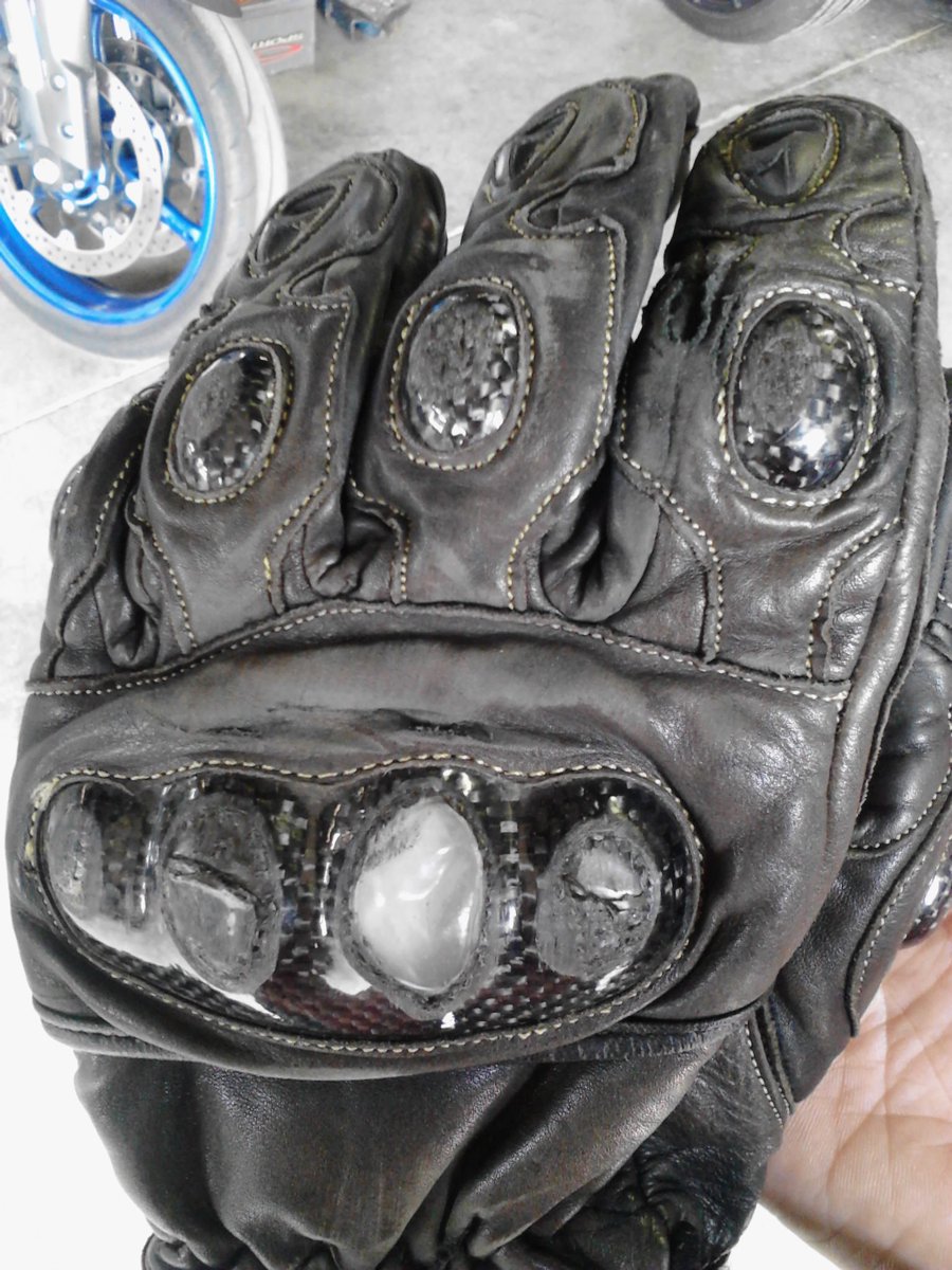 "Not an ATGATT preacher, but glad to be a practicer. Thanks gloves" #motorcycle #biker #pics