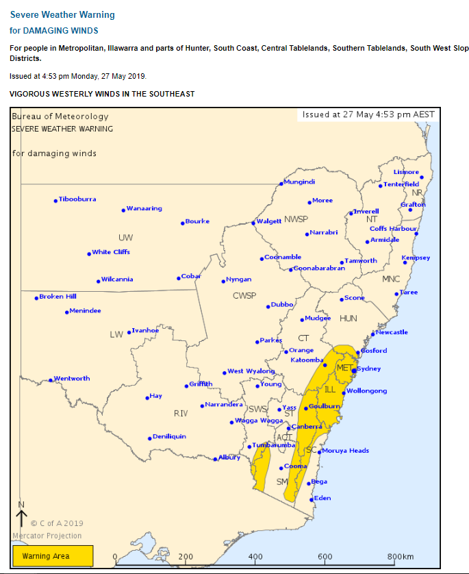 Severe Weather Warning for Damaging Wind has been issued for people in ...