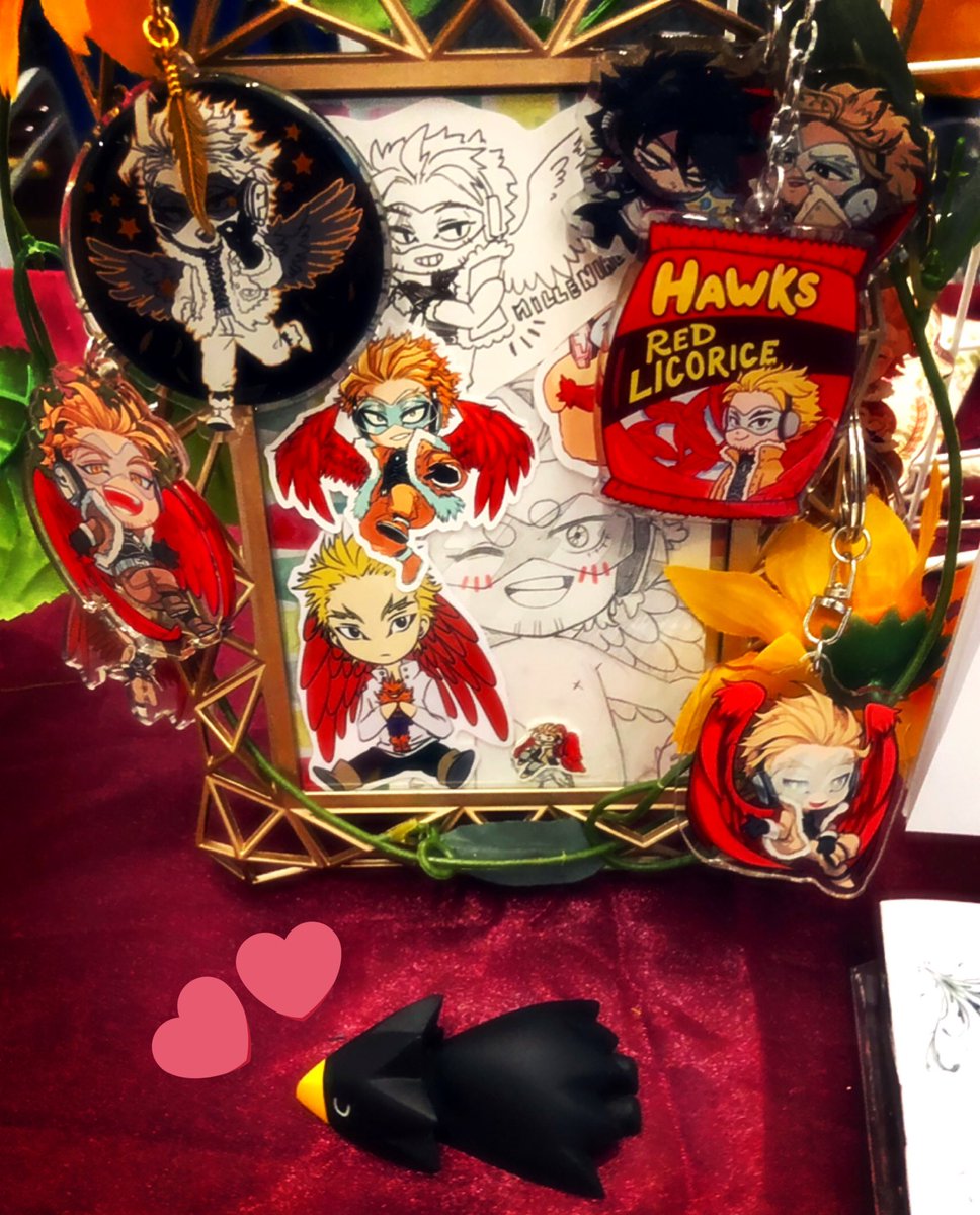 before I forget LOOK AT THESE BEAUTIFUL ARTS FROM WONDERFUL PPL!! im crying from the kindness & support ?? i have more things ive impulsed bought that I will post later.. also bless @RioSculptures for the tokoyami figure! Hes tired from protecting my hawks shrine all day aaa 