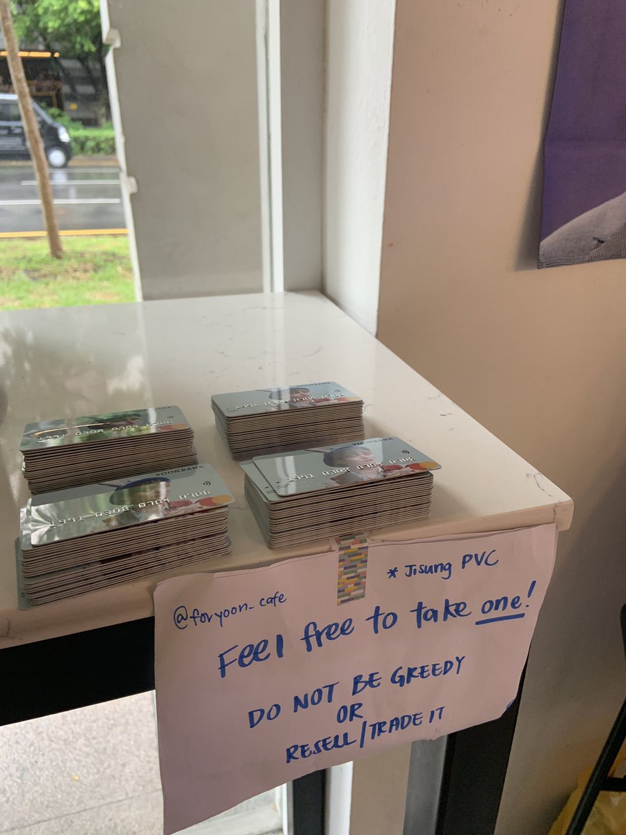 foryoon_cafe's tweet photo. We have left some of our Yoon Bank cards at +82 (Jaehwan’s event) for today and tomorrow. Please feel free to take one! 

It is located at the high table beside the admin’s table! https://t.co/u6BKDbgkds