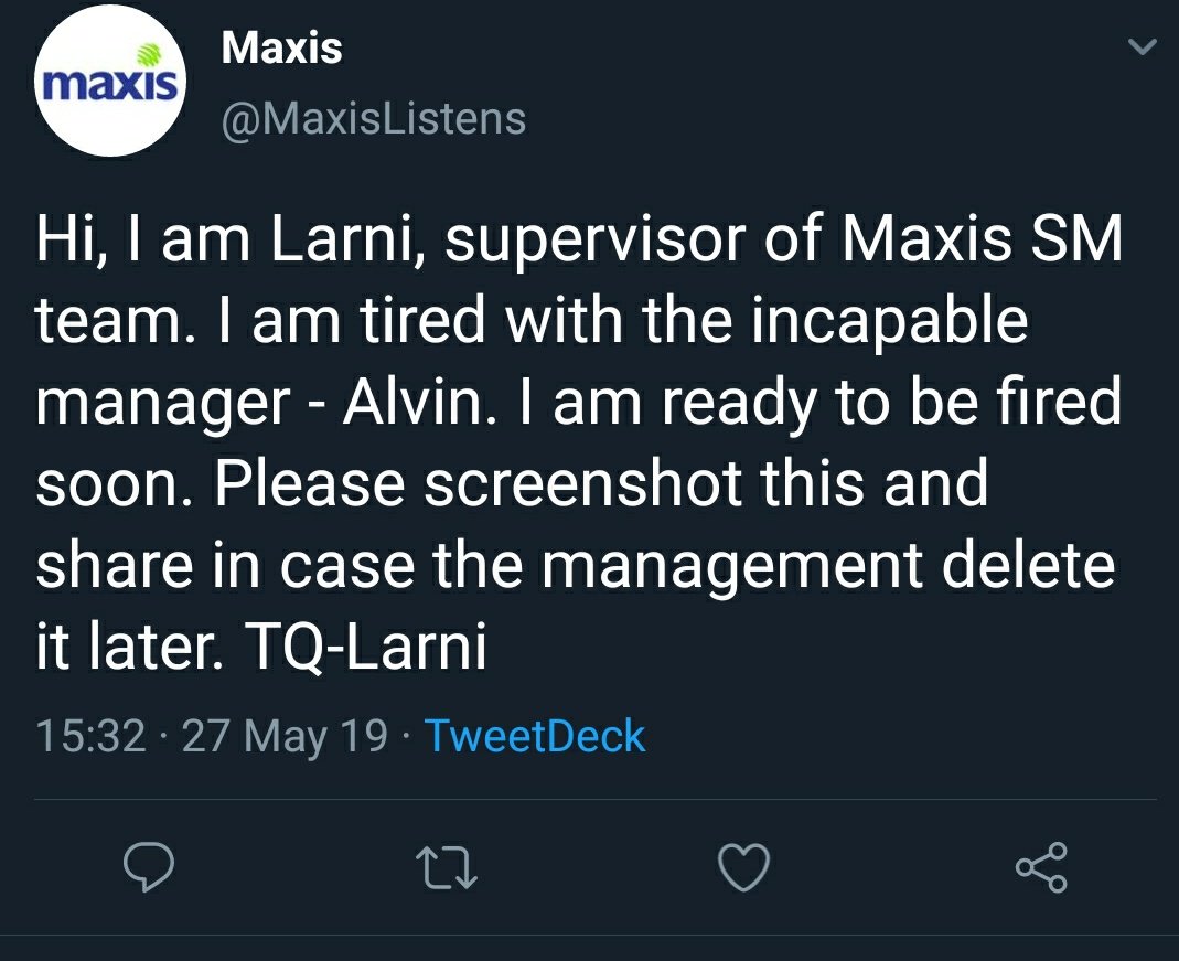 Boeing747S8's tweet photo. Sempat screenshot kah kah kah. Apa cerita ni @MaxisListens? https://t.co/BmocMSsEo3