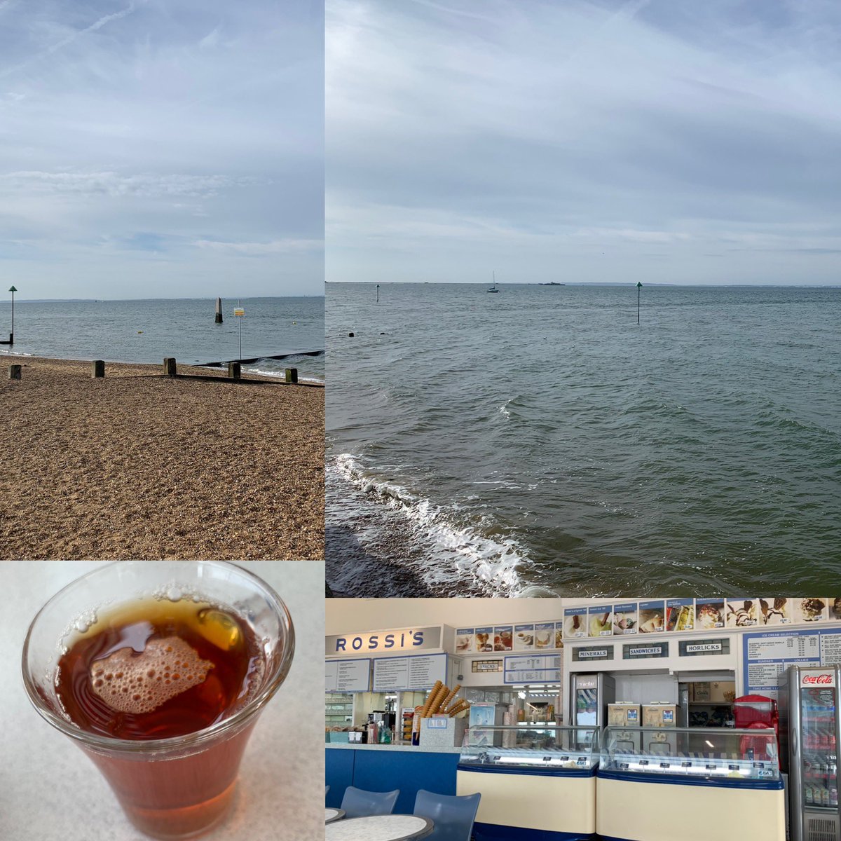 Lovely start to the day - seafront stroll and cuppa in #rossis #southendseafront
