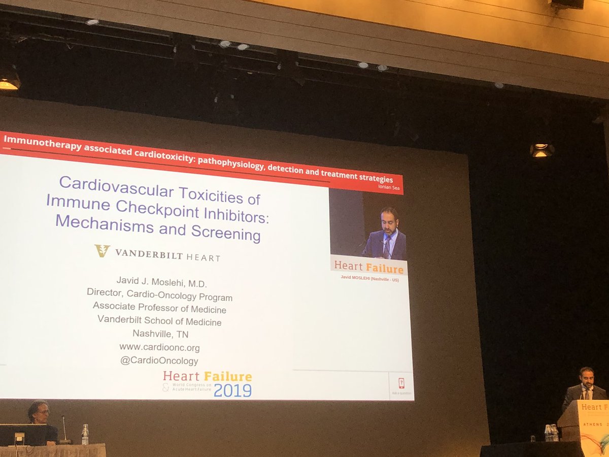 Javid Moslehi @CardioOncology demonstrates the importance of immuno-toxicities in cardiovascular disease #HeartFailure2019 @escardio